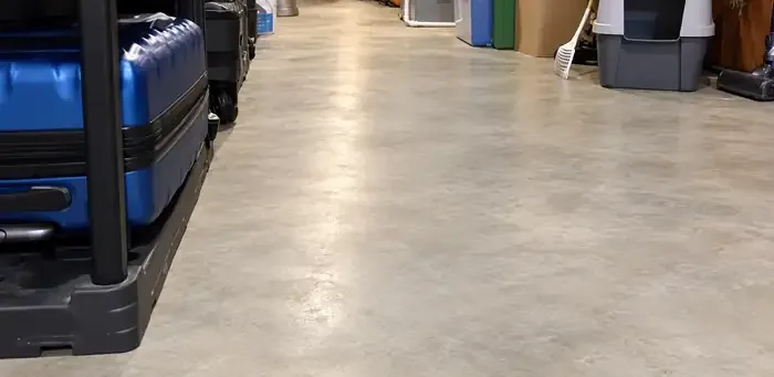 Dry, restored basement and garage floor after water damage cleanup